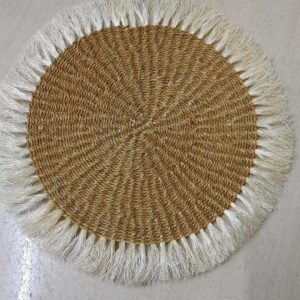 Round Sisal Wall Decor Mats Kenya – Boho Woven Wall Hangings with Fringe