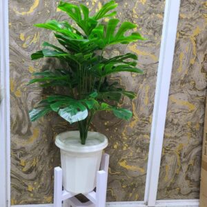 Artificial Plant with Wooden Stand Kenya – Stylish Faux Indoor Plant and Decorative Wooden Holder Set