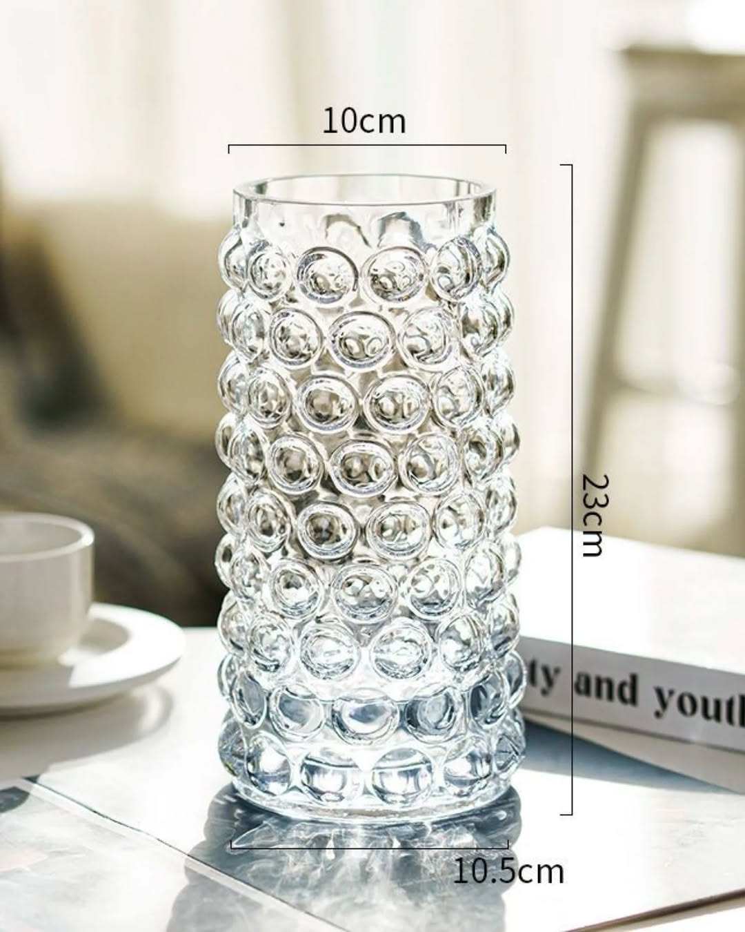 Large Clear Glass Bubble Flower Vase Kenya – Modern Decorative Vase for Fresh Roses - Image 3