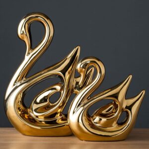 Gold Swan Figurines Set of 2 Kenya – Luxury Decorative Swan Sculptures for Living Room Décor