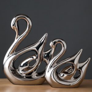 Silver Swan Figurines Set of 2 Kenya – Elegant Decorative Swan Sculptures for Home Styling