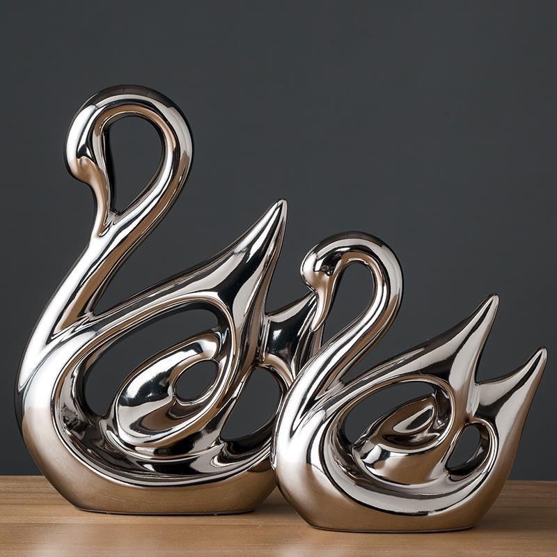 Silver Swan Figurines Set of 2 Kenya – Elegant Decorative Swan Sculptures for Home Styling