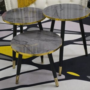 Luxury Marble Nesting Side Stools Kenya – Set of 3 Modern Decorative Tables