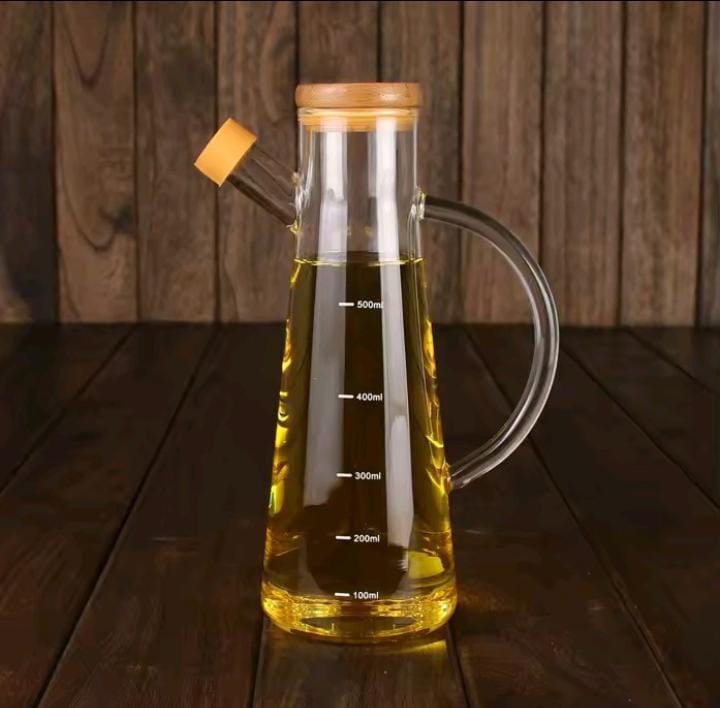 500ml Borosilicate glass oil jar with Airtight bamboo lid - Image 2
