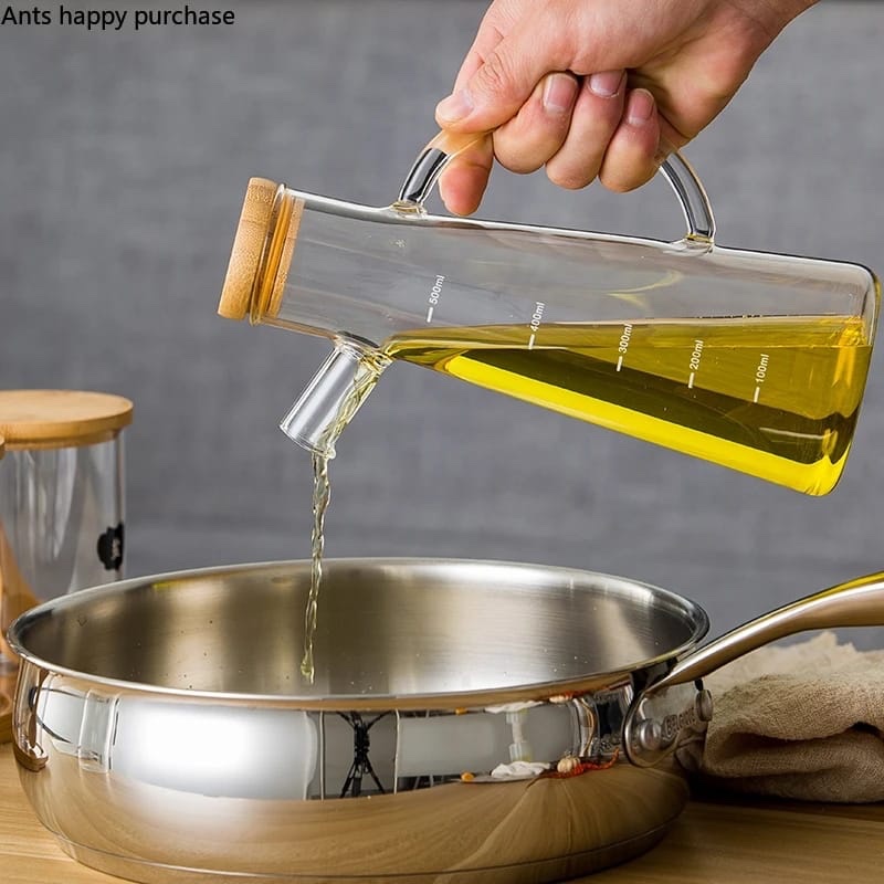 500ml Borosilicate glass oil jar with Airtight bamboo lid