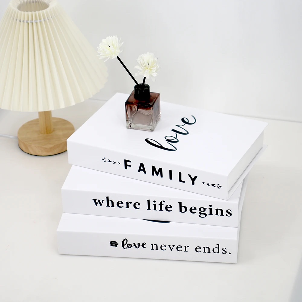 Set of 3 Decorative Books for Home Decor, Faux Books for Decoration, Fake Books Book Decor for Living Room Coffee Table (Family)