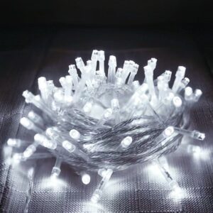 Christmas Fairy Lights Christmas Tree Fairy Lights with Plug in, 10 Meters LED Christmas Tree String Lights with 2 Mode Decorative Christmas Lights Battery (White)