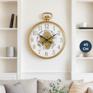 Decorative Gear Wall Clock Gold Color Wall Decor Antique Mechanical Clocks