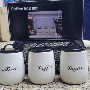 Sugar, Tea, Coffee canisters Alloyed metal
White colour