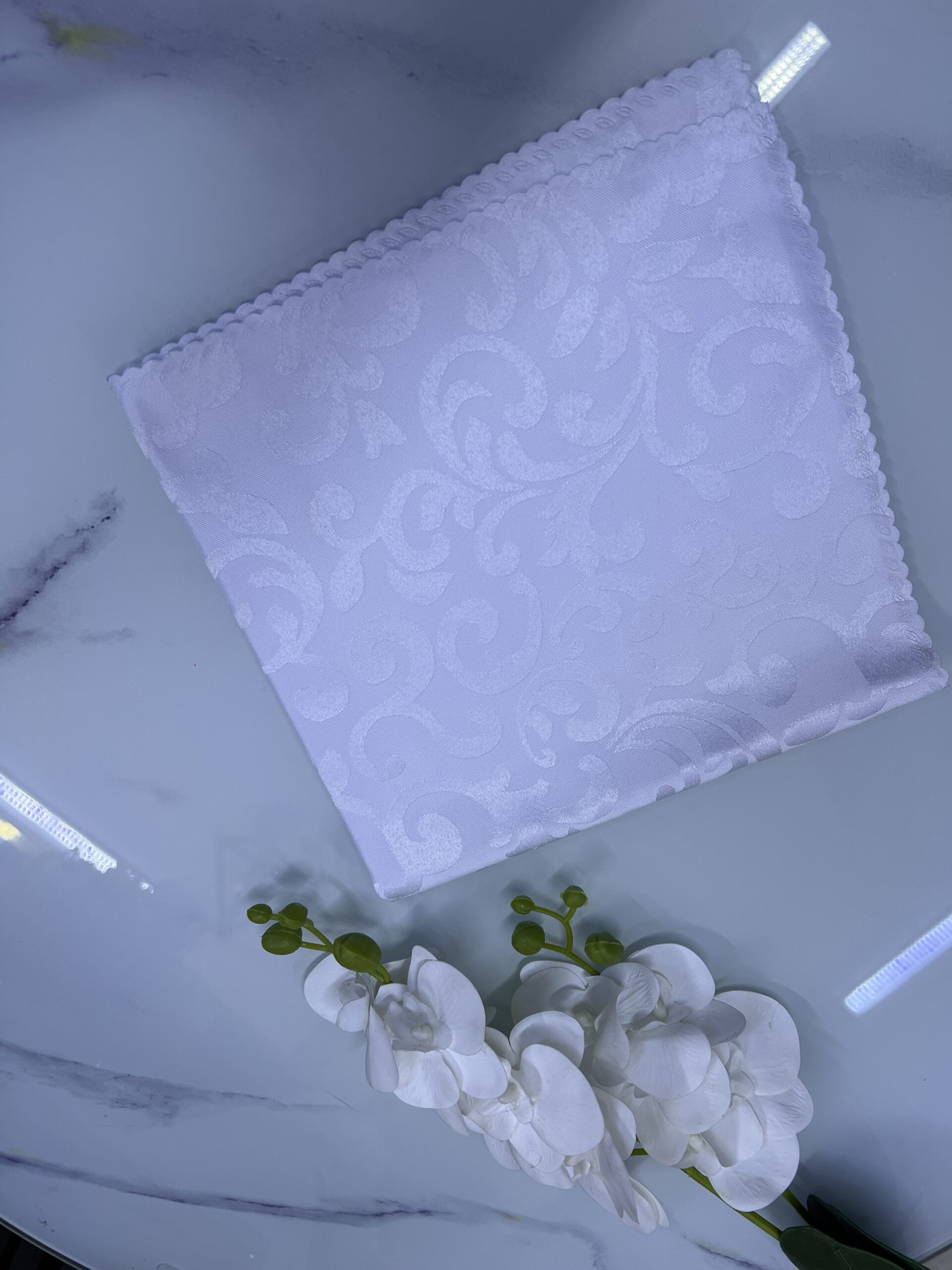 Dining Napkins Damask Cloth Napkin, Washable Napkins with Hemmed Edges 20"X20" , Reusable Napkins for Xmas, Weddings, Banquet, Festival Celebration (Ivory White) - Image 4