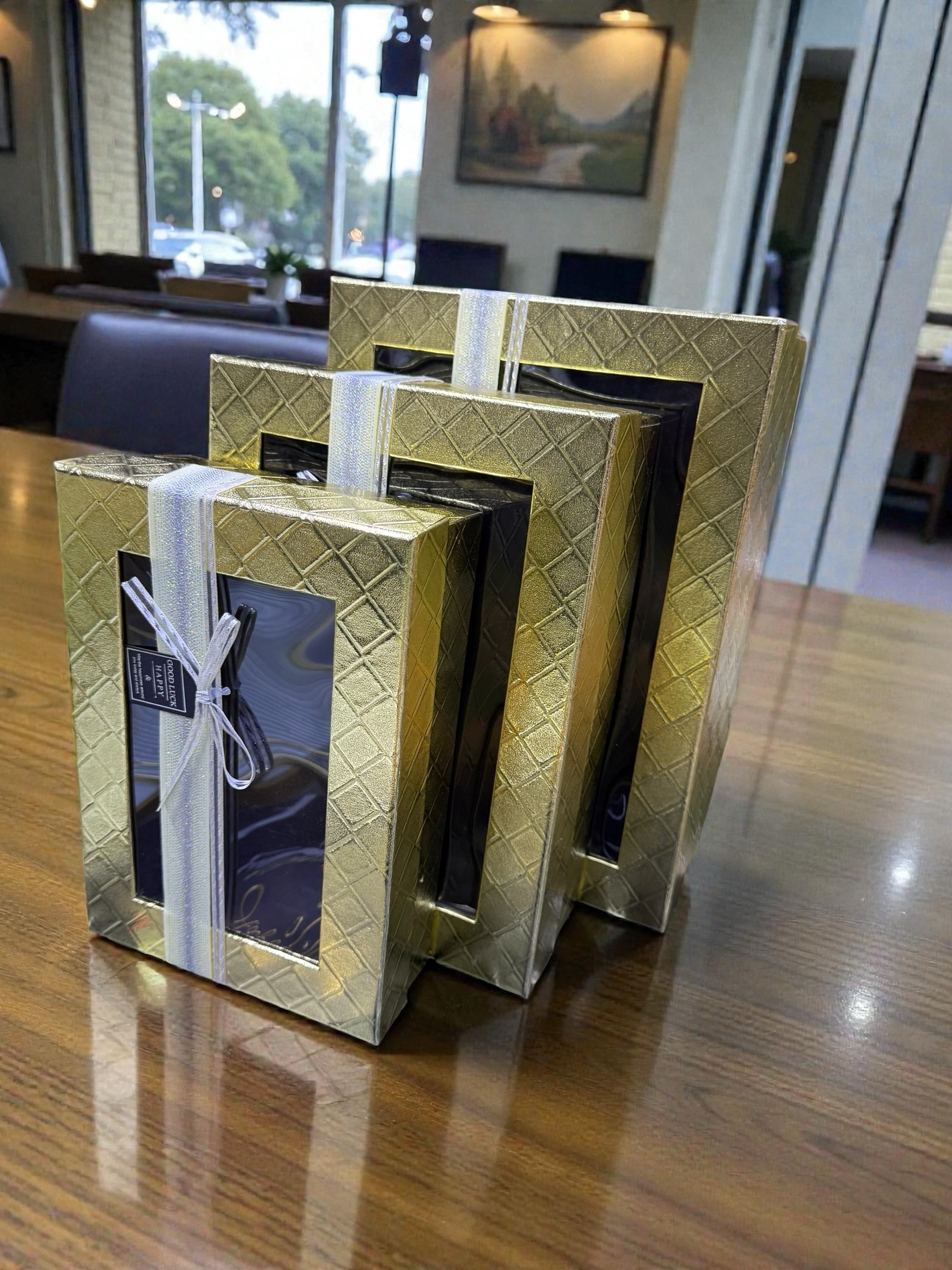 3 Piece Gift Box Rectangular with Window Gold Color Premium Quality Paper Perfect Packaging for Gifts Jewelry Christmas Birthdays Weddings Holidays Eco-Friendly Reusable Box - Image 2