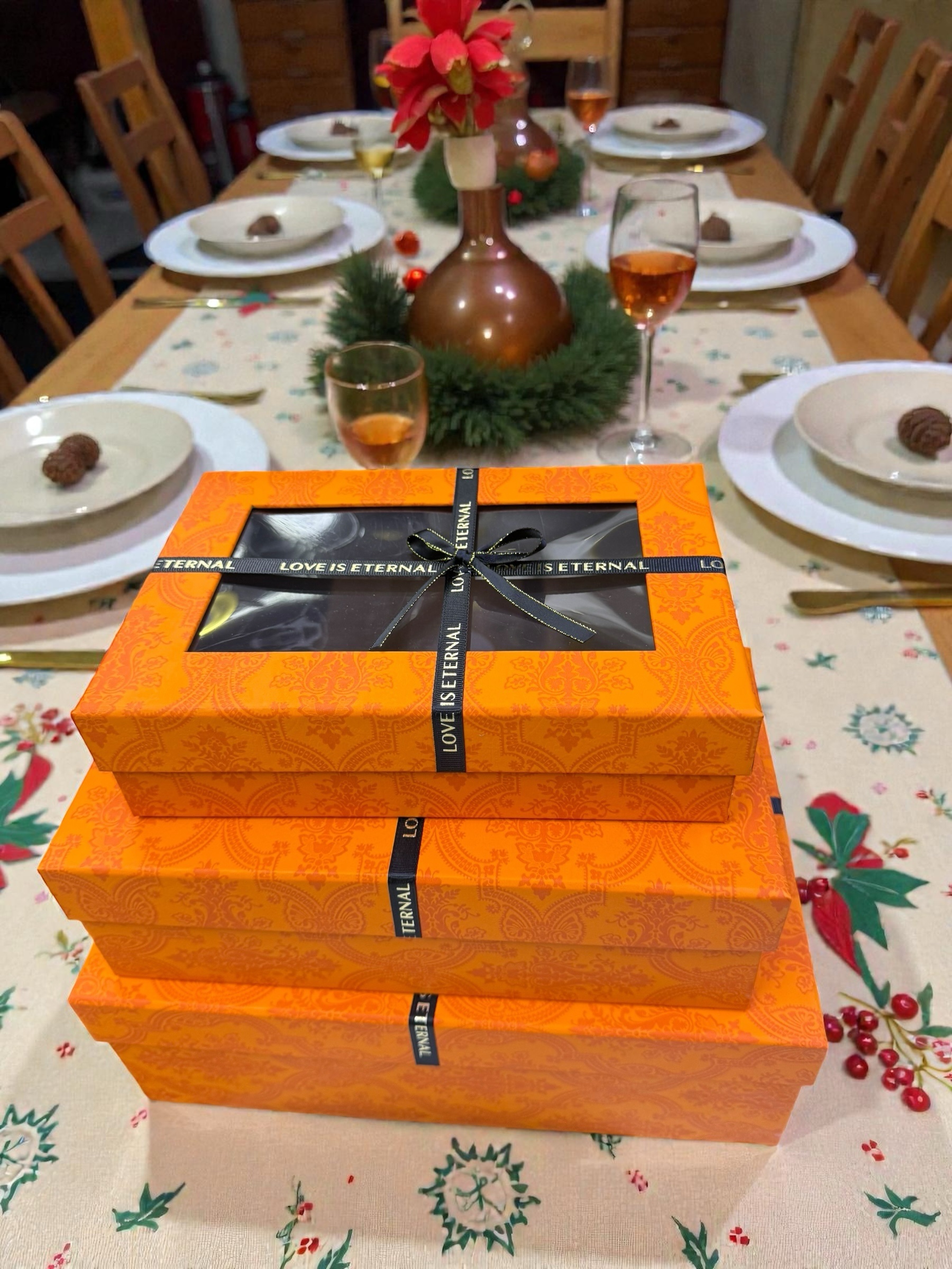 3 Pc Gift Boxes Rectangular with Window Orange Color Premium Quality Paper Perfect Packaging for Gifts Jewelry Christmas Birthdays Weddings Holidays Eco-Friendly Reusable Box - Image 4
