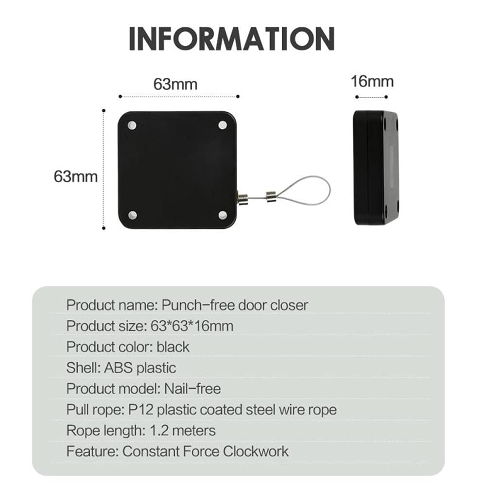 Black Steel rope Automatic Door Closer Pull 135cm - Image 4