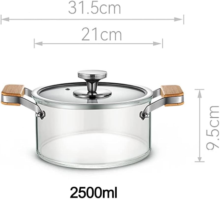 3.5 L Heavy Borosilicate Glass Cookware High Boron with Wooden Handle - Image 4