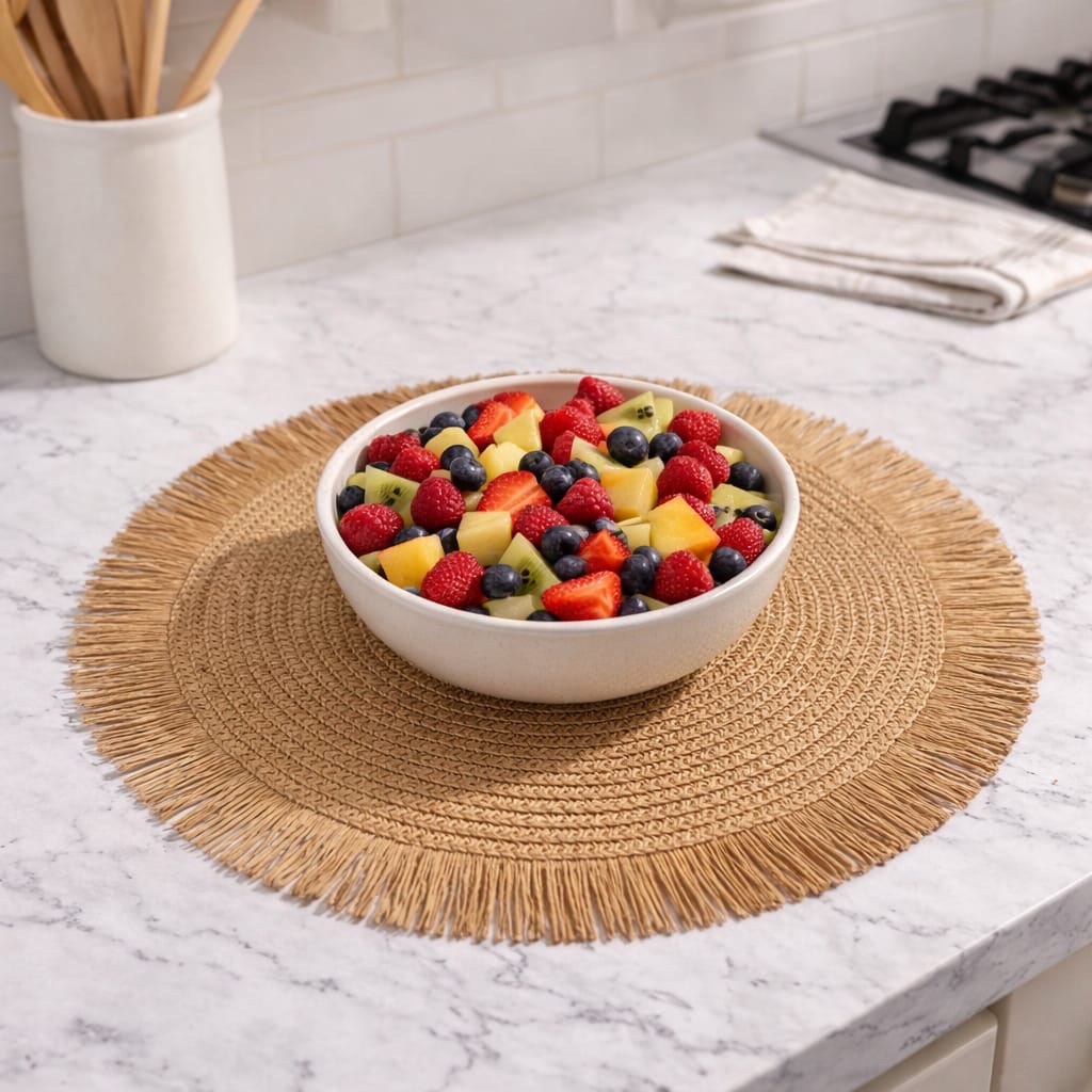 6PCS Round Wooven Jute Table Placemats Boho Mats