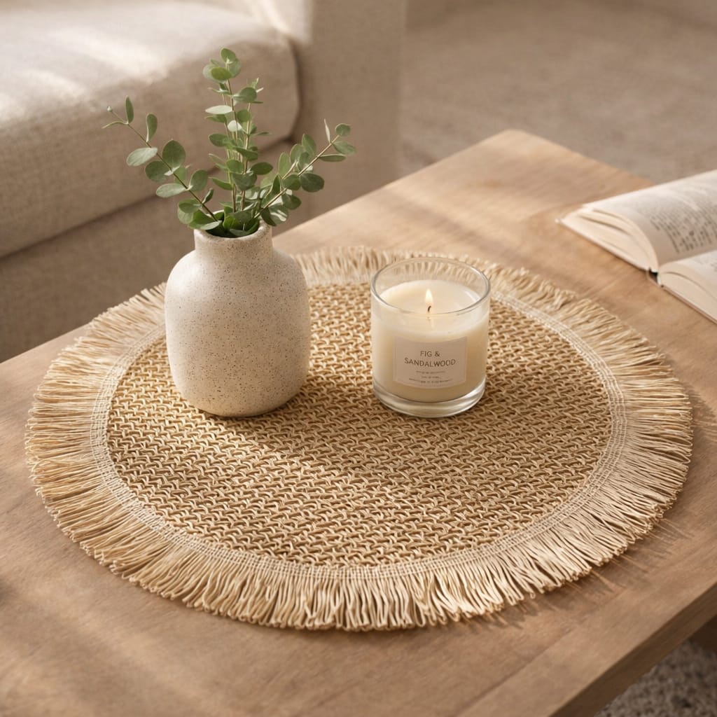 6PCS Round Wooven Jute Table Placemats Boho Mats - Image 4