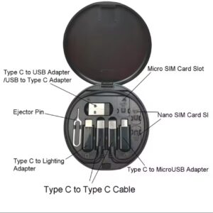 Multi USB Type C to C 60W Charging Adapter Cable Kit USB C to Lighting Conversion Set USB A & Type C to Micro/Type C/Lighting