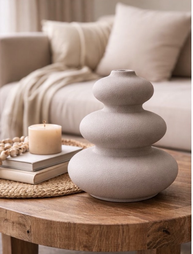 Stone Petal Vase Vase for Modern Home Decor, Flower Vases for Aesthetic Room Decor,Boho Decor Wedding Dinner Table Party Office Centerpiece Table Decorations Gray