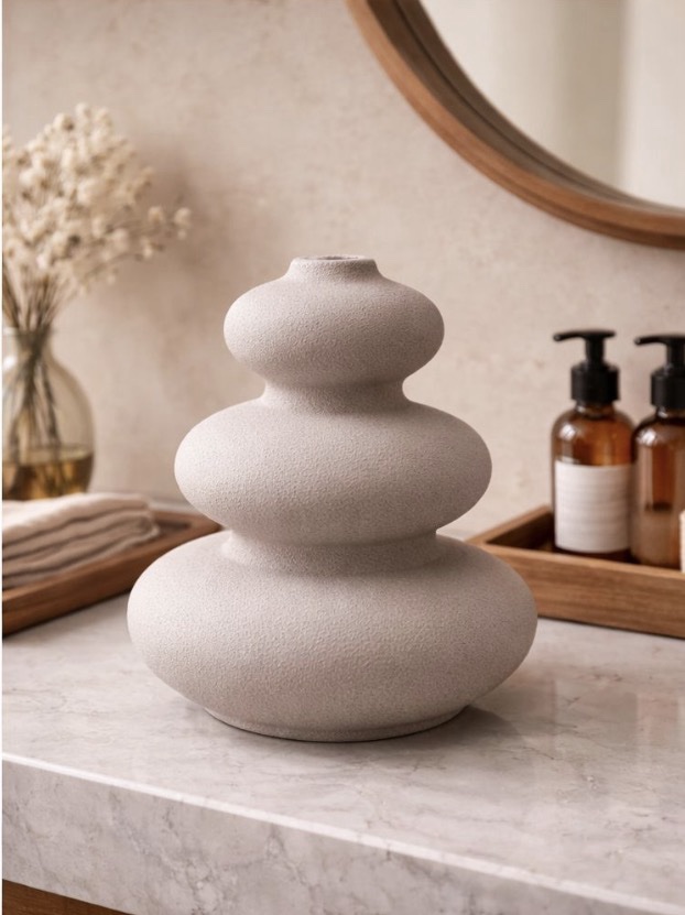 Stone Petal Vase Vase for Modern Home Decor, Flower Vases for Aesthetic Room Decor,Boho Decor Wedding Dinner Table Party Office Centerpiece Table Decorations Gray - Image 3