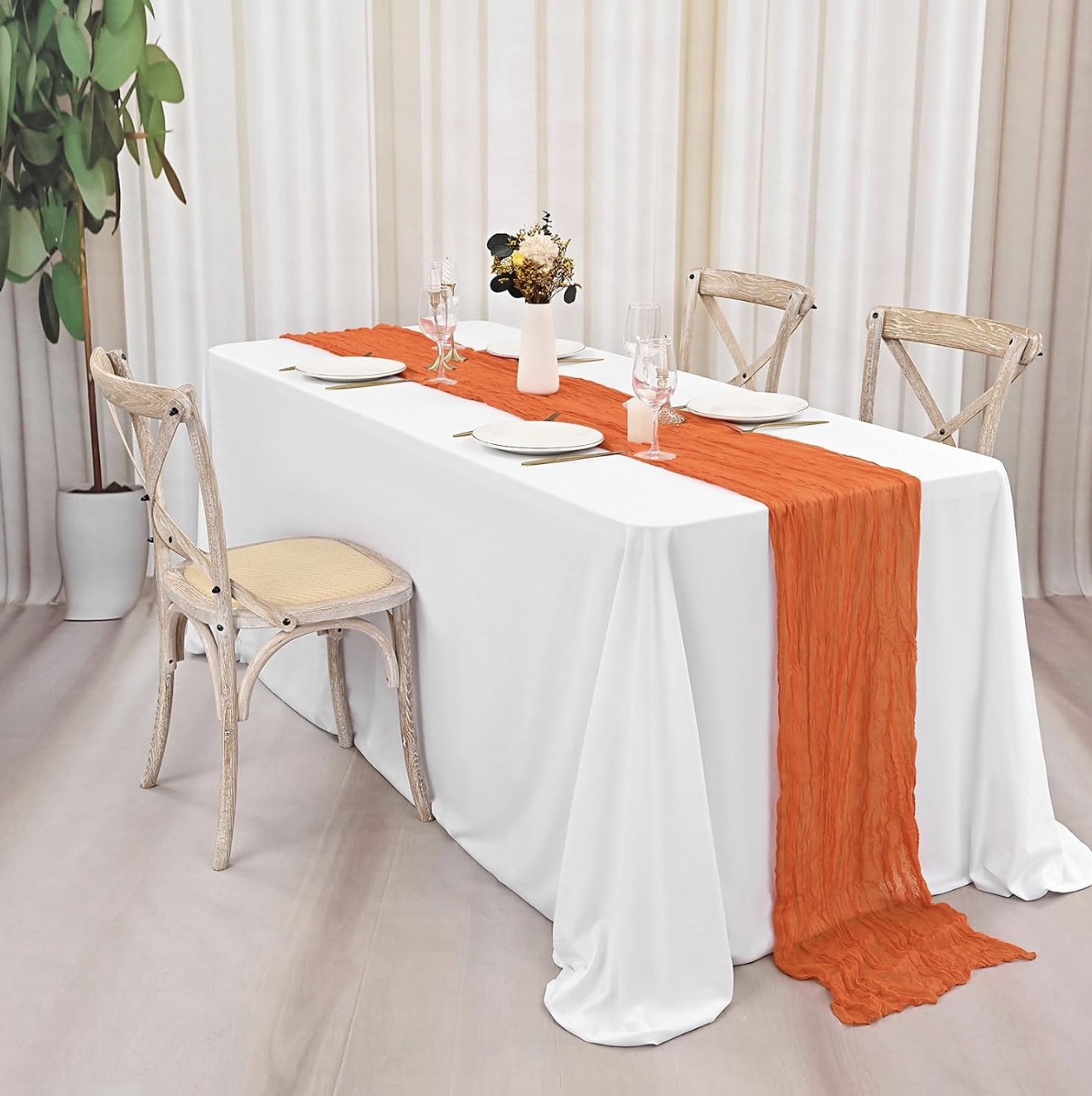 Orange Table Runners 10Ft Cheesecloth Table Runner Boho Gauze Table Runner Romantic Long Sheer Fabric Cheese Cloth Table Runners