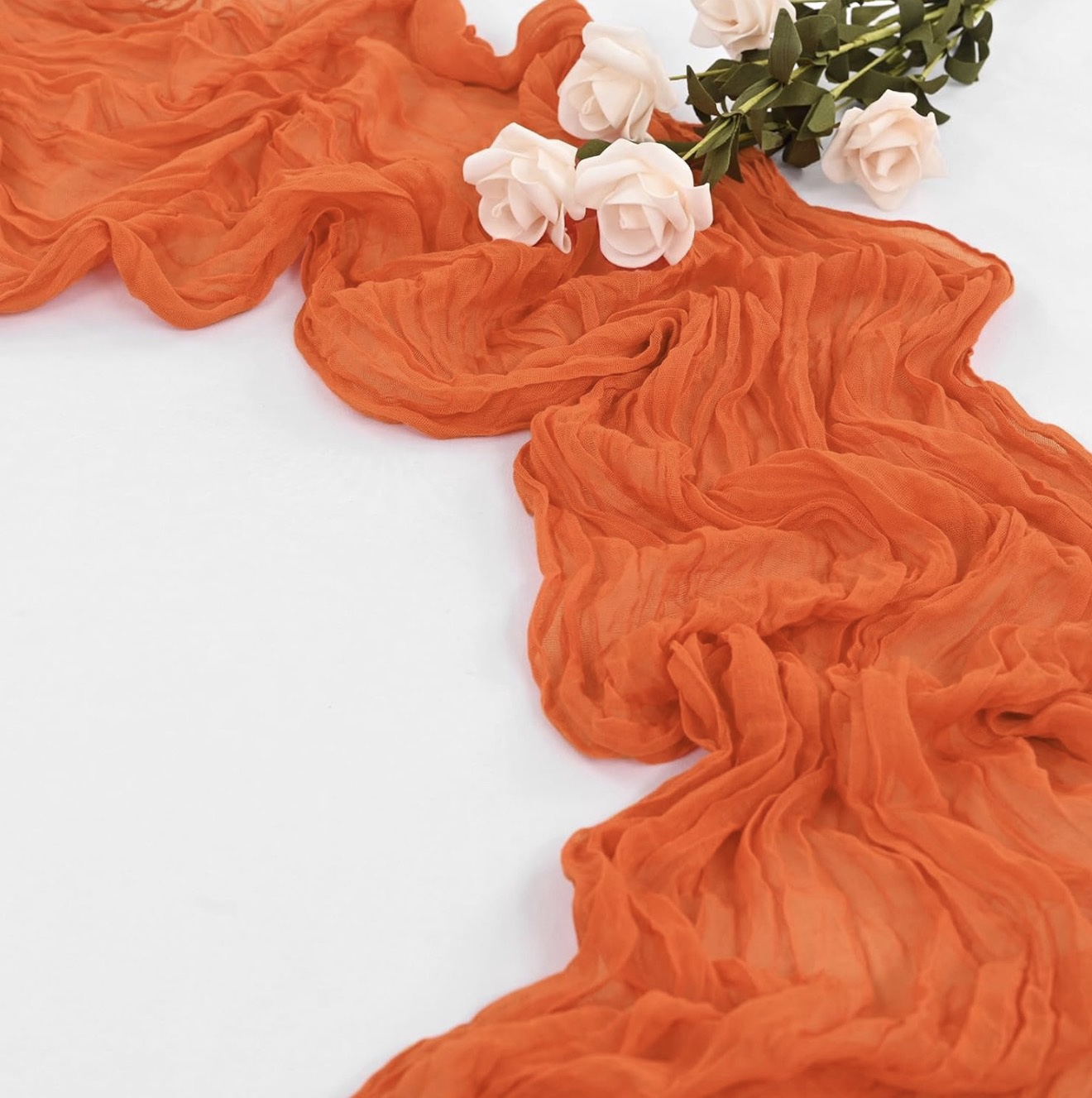 Orange Table Runners 10Ft Cheesecloth Table Runner Boho Gauze Table Runner Romantic Long Sheer Fabric Cheese Cloth Table Runners - Image 6