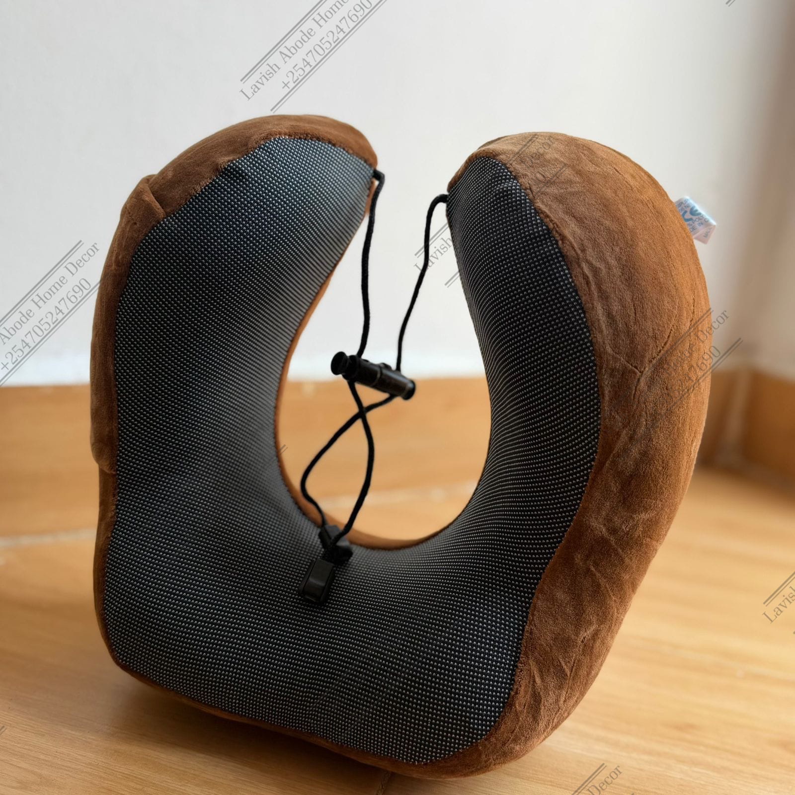 Ergonomic Neck Pillow Memory Foam Travel Compressable - Brown - Image 2