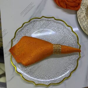 Dining Napkins Damask Cloth Napkin, Washable Napkins with Hemmed Edges 20"X20" , Reusable Napkins for Xmas, Weddings, Banquet, Festival Celebration (Orange)