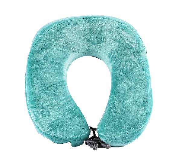Ergonomic Neck Pillow Memory Foam Travel Compressable - Green - Image 2