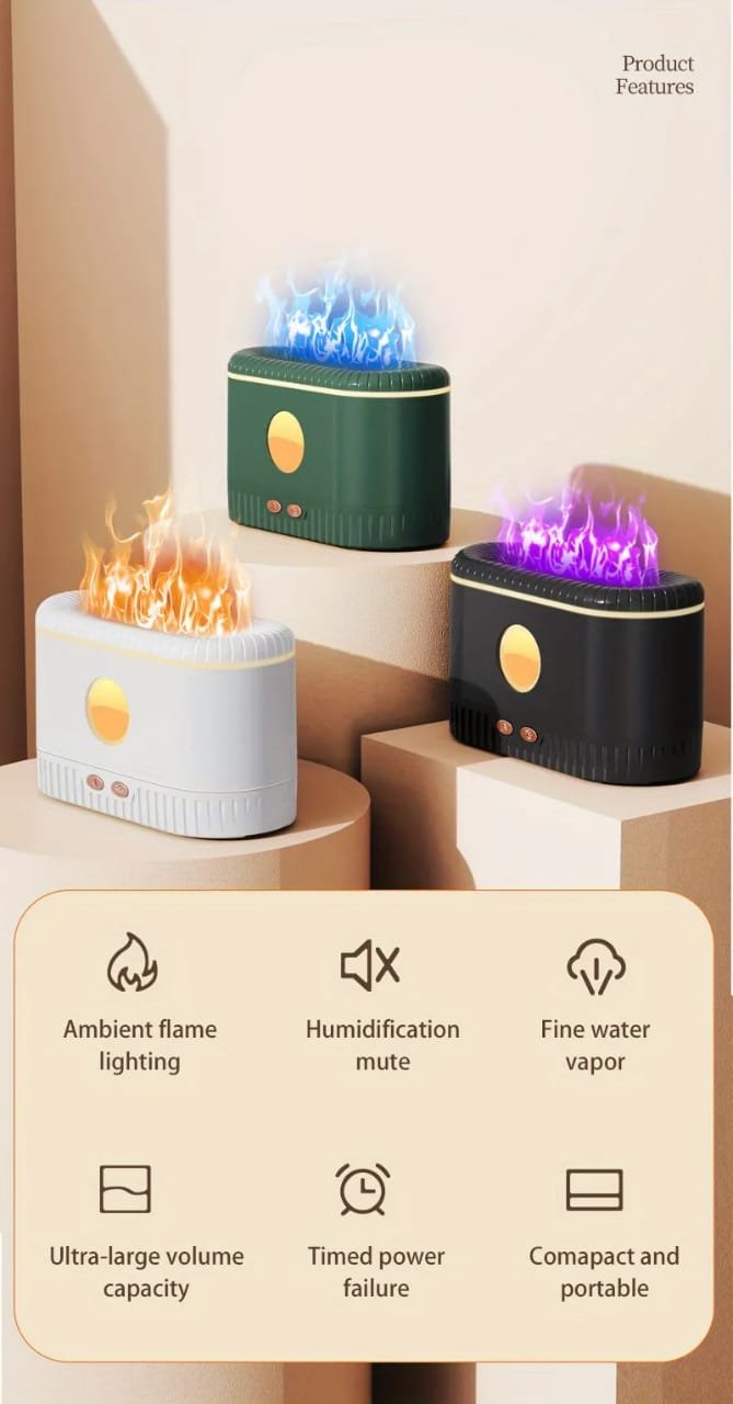 Ultrasonic Air Humidifier with Flame Light Effect – Modern Aroma Diffuser | Home Decor Kenya