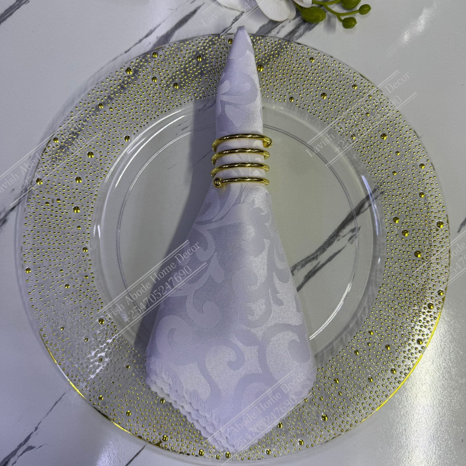 White Damask Cloth Dining Napkins 20×20 – Reusable & Washable | Table Decor Kenya Flower Design