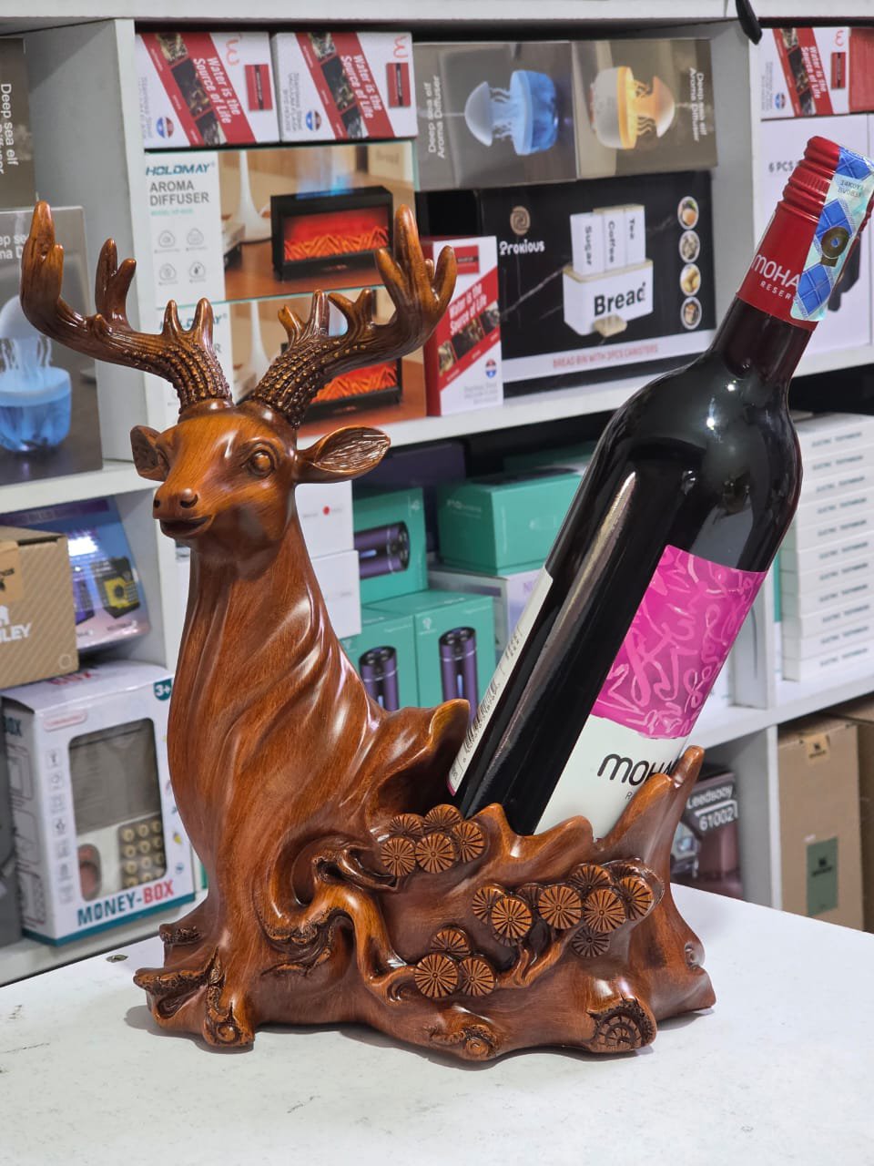 Deer Head Wine Rack Sculpture – Resin Decorative Holder | Modern Home Decor Kenya - Image 2