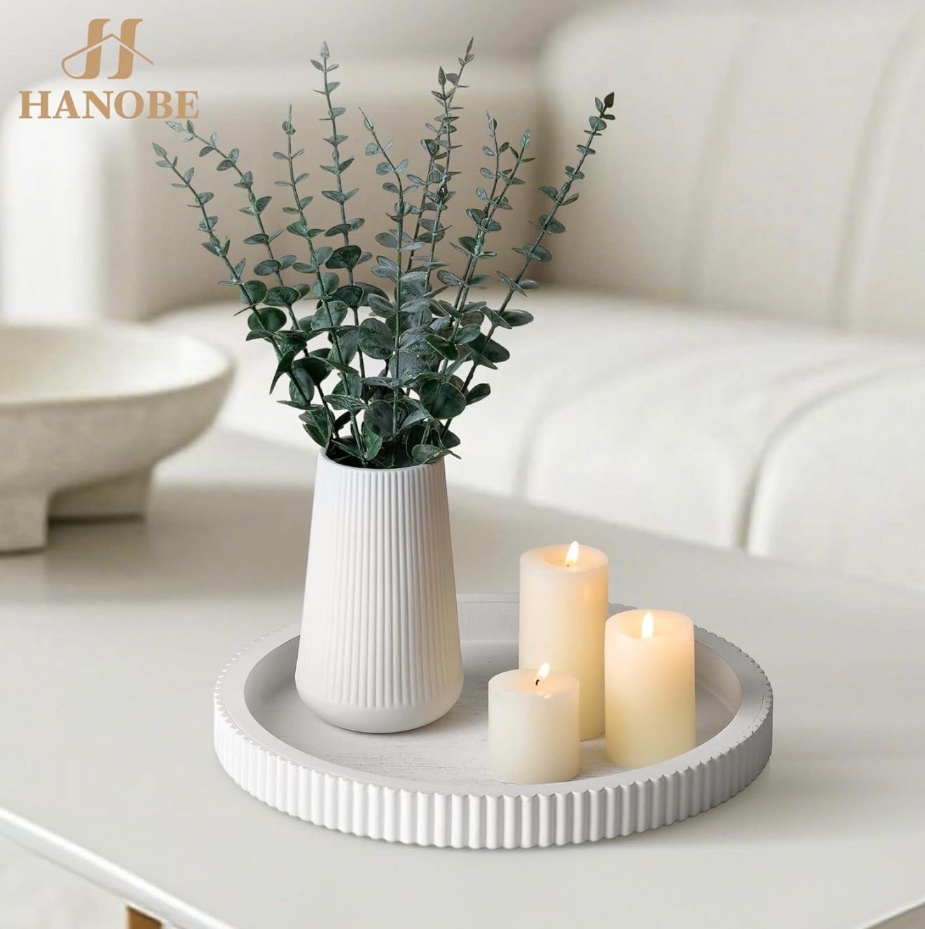 White Round Resin Centerpiece Tray – Modern Decorative Accent | Home Decor Kenya - Image 5