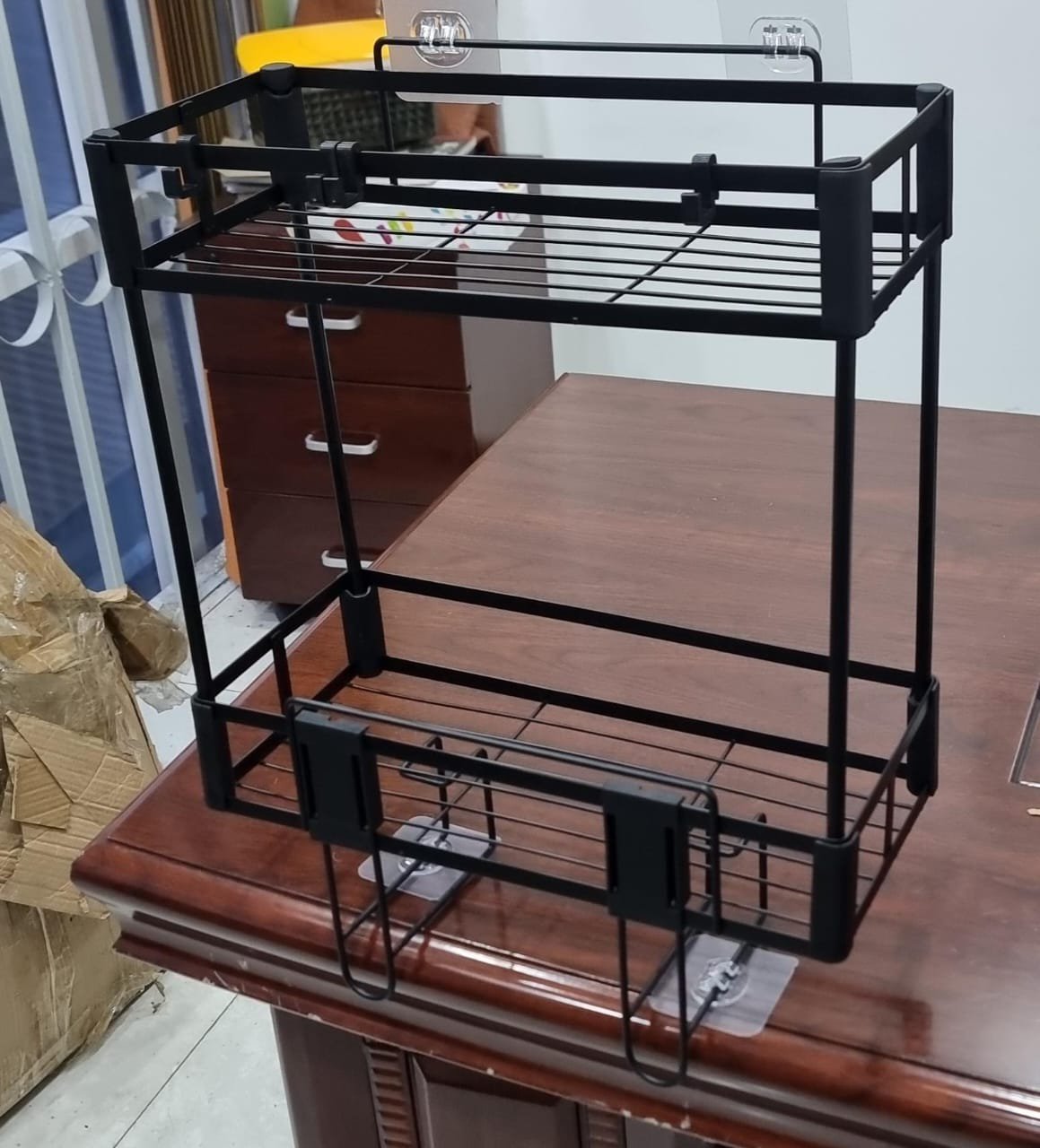 Black 2-Layer Over-Toilet Storage Shelf – Metallic Bathroom Organizer Rack | Space Saving Solutions Kenya - Image 2
