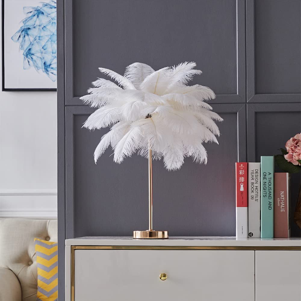Modern Bedside LED White Feather Table Lamp – Luxury Ambient Lighting | Bedroom Décor Kenya