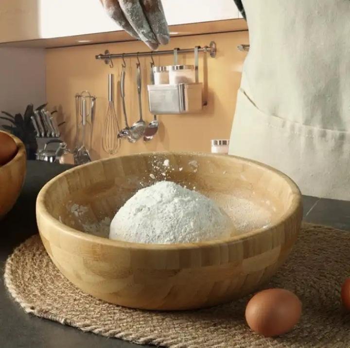 Wooden Dough Basin Salad Bowl – 4L Multi-Purpose Kneading & Serving Bowl | Kitchen Essentials Kenya
