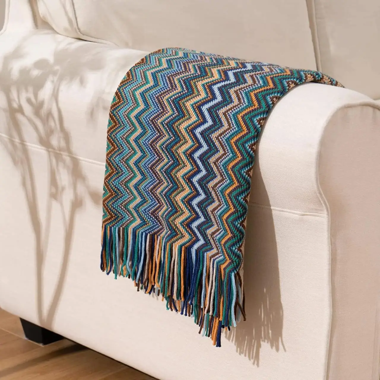 Bohemian Knitted Throw Blanket with Tassels – Luxury Acrylic Cashmere Sofa & Bed Throw | Cozy Home Décor Kenya - Image 2