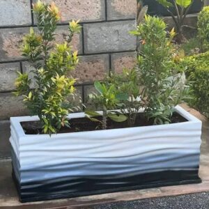 Modern Rectangular Fibre Planter Trough – Black, Gray & White Wave Design | Luxury Home Decor Kenya