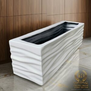 Modern White Wave-Design Fibre Planter Trough – Textured Finish for Indoor & Outdoor Plants | Luxury Home Decor Kenya