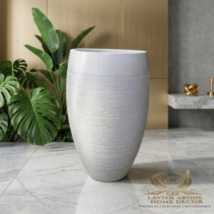 Modern White Ribbed Fibre Planter Pot in Kenya – Decorative Indoor & Outdoor Plant Pot