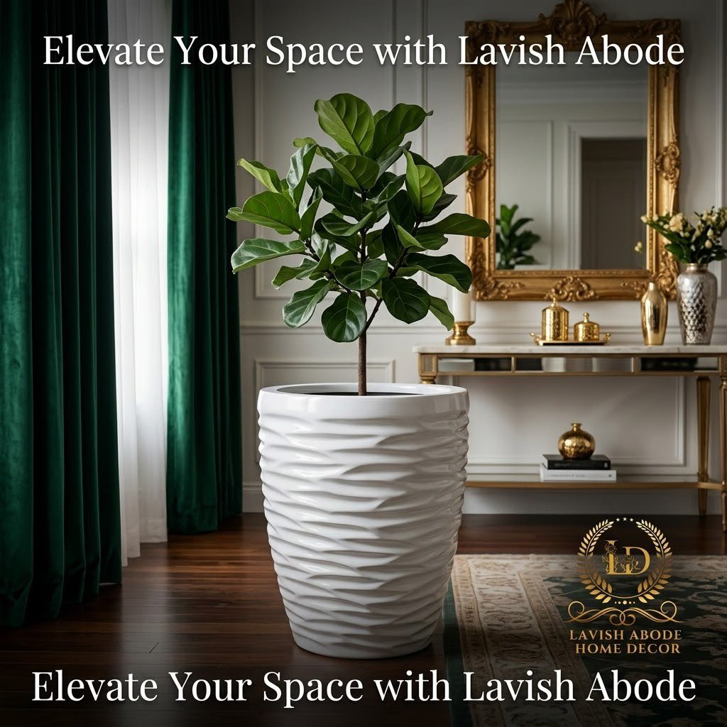 White Wave-Design Fibre Planter Pot – Sculpted Textured Finish for Modern Interiors | Planter Pots Kenya