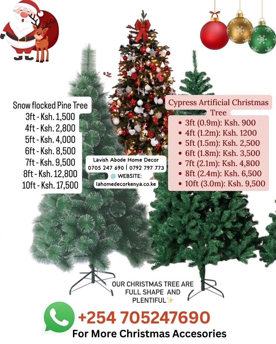 Artificial Christmas Trees Kenya – Snow Flocked and Green Cypress Christmas Trees