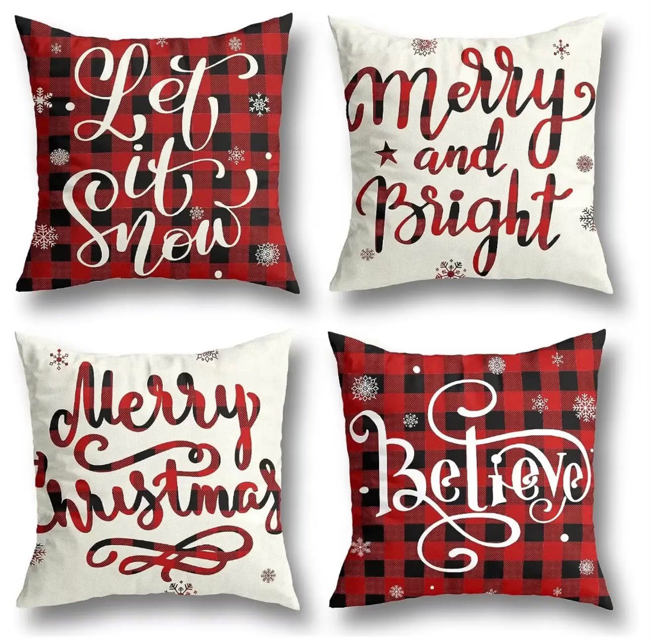 4-Piece Christmas Cushion Cover Set Kenya – Festive Throw Pillow Covers - Image 2