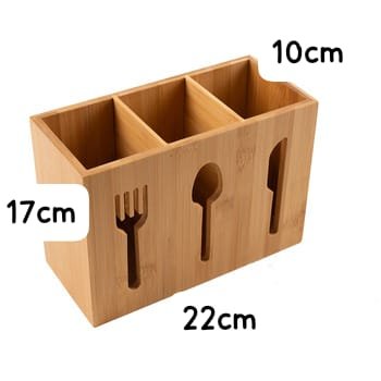 3-Slot Bamboo Cutlery Organizer Kenya – Natural Wooden Kitchen Drawer Storage Box