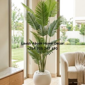 Artificial Palm Plant with Round Pot Kenya – Decorative Faux Tropical Plant