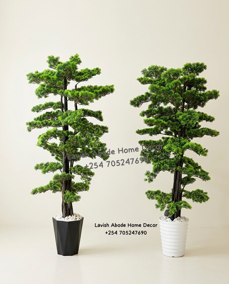 Artificial Bonsai Tree Kenya – Decorative Faux Plant with Pot and Pebbles