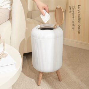 12L Plastic Trash Bin Kenya – Retro Design with Wooden-Effect Lid and Raised Legs