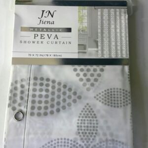 Grey Floral Shower Curtain Kenya – Waterproof PEVA Curtain with 12 Hooks